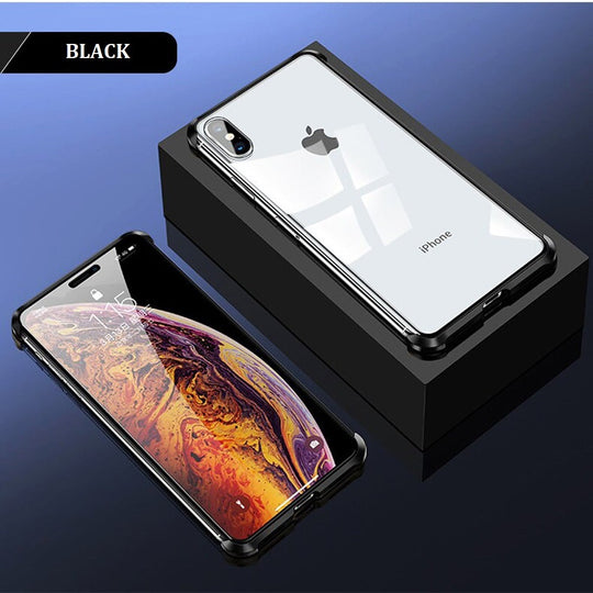 Frameless Double Sided Tempered Glass Magnetic Case  iPhone X (Front + Back) - Planetcart