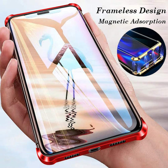 Frameless Double Sided Tempered Glass Magnetic Case  iPhone X (Front + Back) - Planetcart