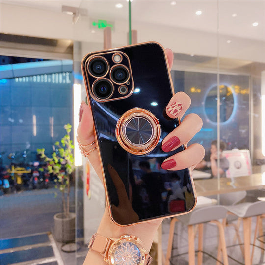 Luxurious Electroplating Ring Holder Soft Silicone Back Case  For iPhone 13 Pro Max