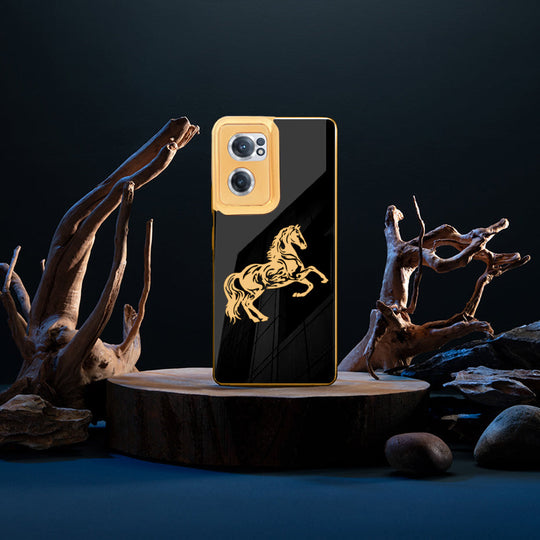 Premium Glass Case With Golden Edges For Oneplus Nord CE2