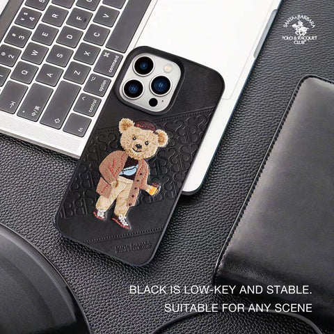 Santa Barbara Crete Series Polo Bear Genuine Leather Case For iPhone 14 Pro Max