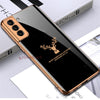 Luxury Golden Edges Deer Pattern Glass Back Case For Samsung Galaxy S21