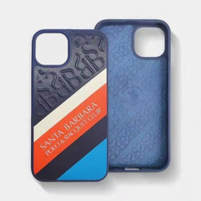 Santa Barbara Franco Series Genuine Blue Leather Embossing Case For iPhone 13 Pro