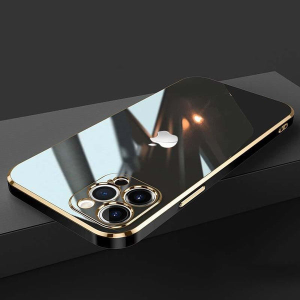 New Luxurious Glass Back Case With Golden Edges For iPhone 12 Pro Max