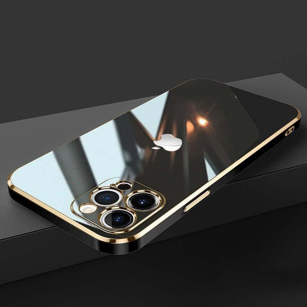 New Luxurious Glass Back Case With Golden Edges For iPhone 12 Pro