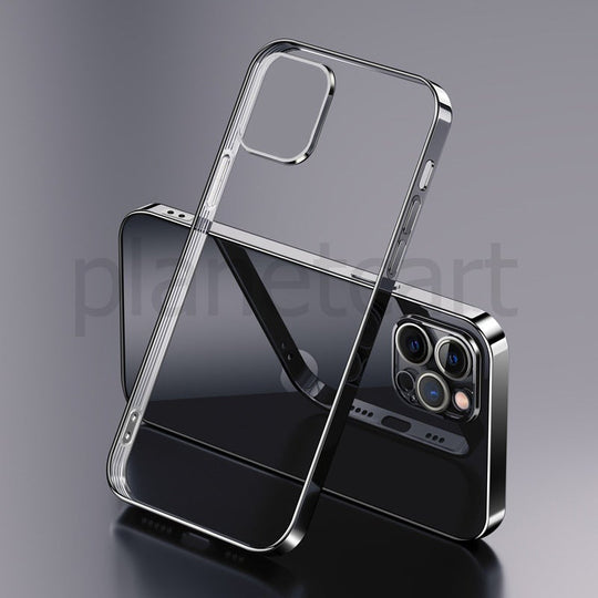 Premium Glossy Look Square Silicon Clear Case For iPhone 12 Pro Max