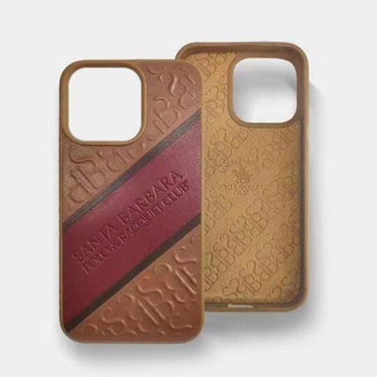 Santa Barbara Franco Series Genuine Brown Leather Embossing Case For iPhone 13 Pro Max