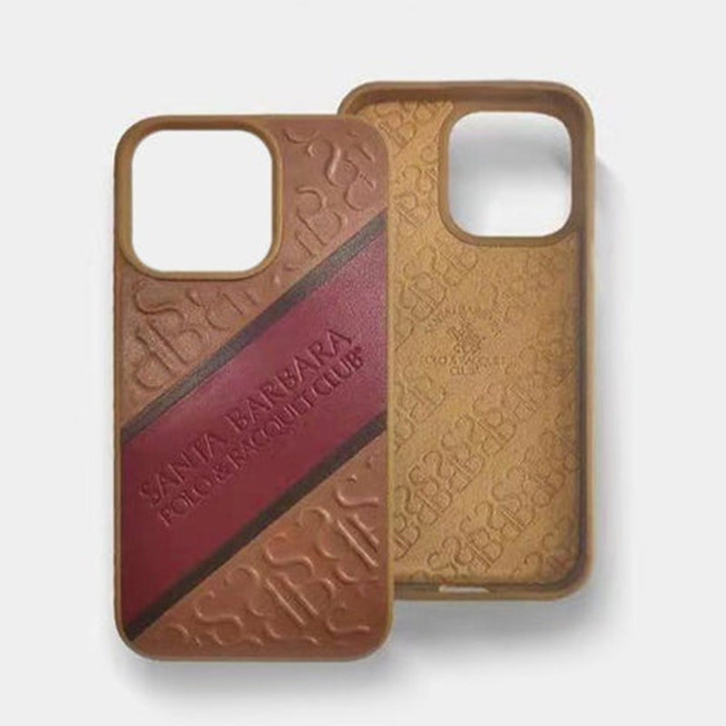 Santa Barbara Franco Series Genuine Brown Leather Embossing Case For iPhone 13 Pro