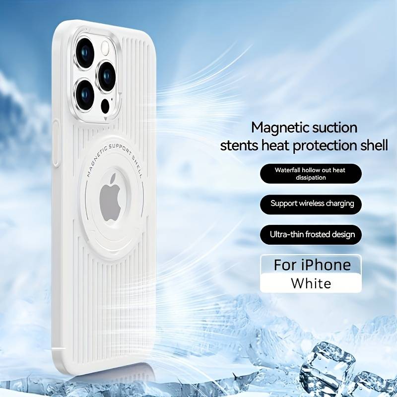 Frosted Magnetic Integrated Heat Dissipation Case For iPhone 15