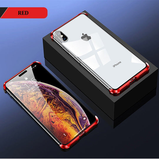 Frameless Double Sided Tempered Glass Magnetic Case  iPhone X (Front + Back) - Planetcart