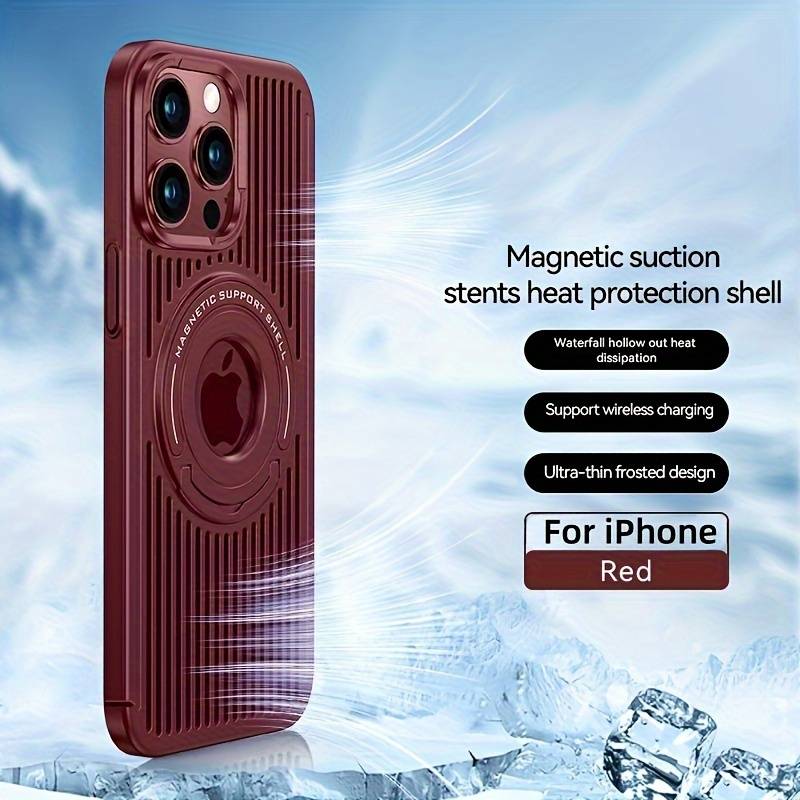 Frosted Magnetic Integrated Heat Dissipation Case For iPhone 15