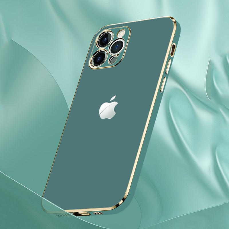 New Luxurious Glass Back Case With Golden Edges For iPhone 12 Pro Max - planetcartonline