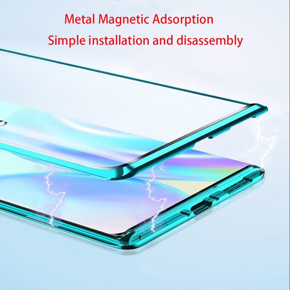 Electronic Auto Fit Double Glass Magnetic Case For One Plus 7