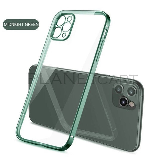 Luxury Square Silicon Clear Case With Camera Protection For iPhone 12 Pro Max