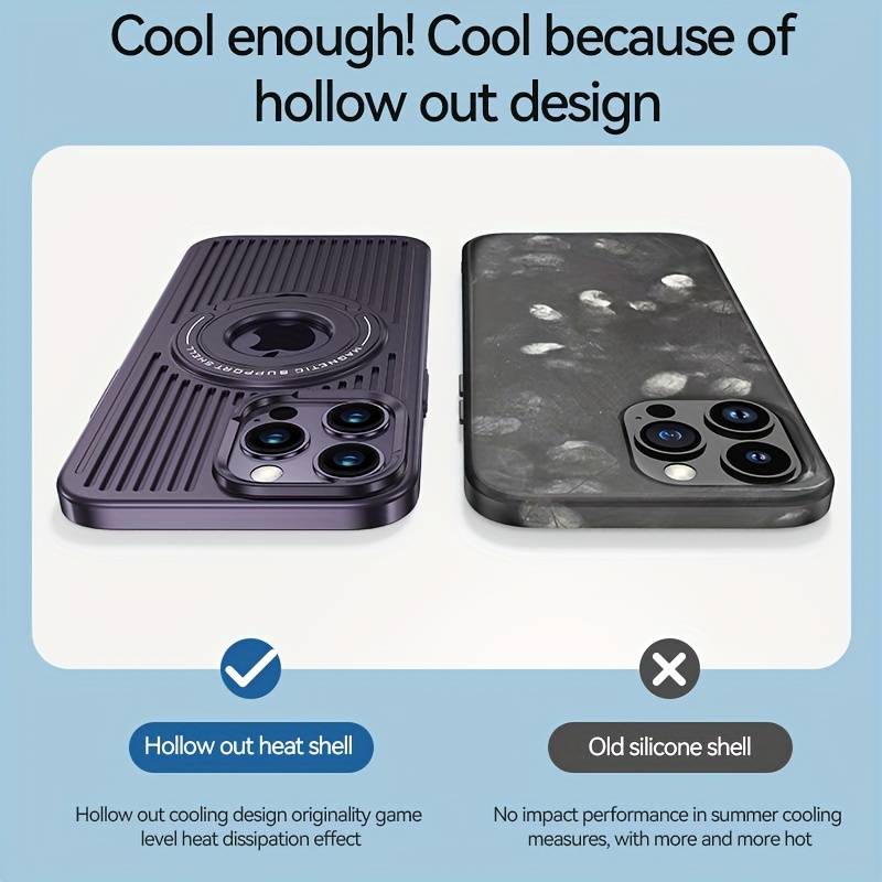 Frosted Magnetic Integrated Heat Dissipation Case For iPhone 15 Plus