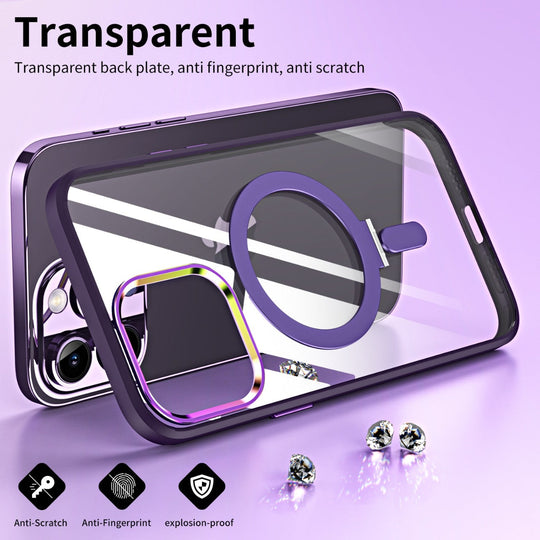 Magsafe Stand Transparent Gradient Back Case Cover for iPhone 15