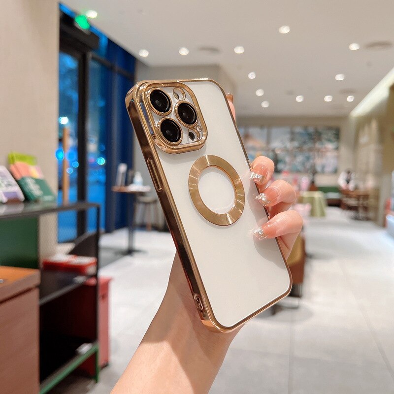Premium Electroplated Luxury Square Silicon Clear Logo Cut Camera Protection Back Case Cover For iPhone 13 Pro Max