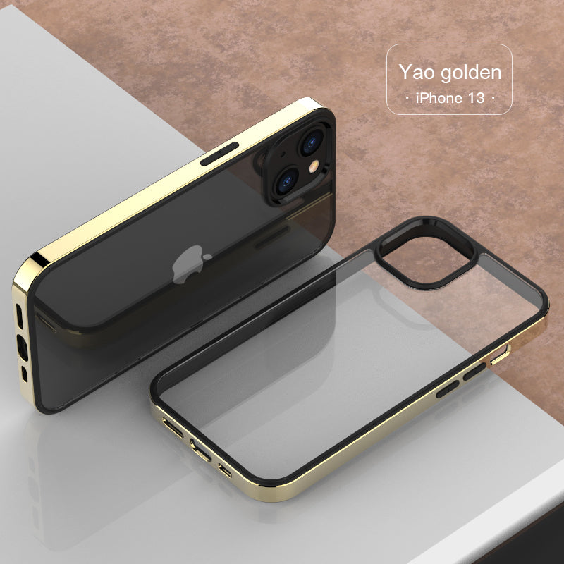 Luxury Transparent Electroplated Square Clear Back Bumper Case For iPhone 13 Pro