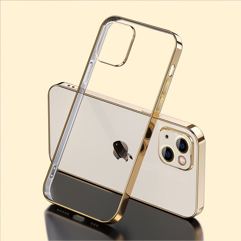 Premium Glossy Look Square Silicon Clear Case For iPhone 13 - planetcartonline