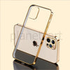 Premium Glossy Look Square Silicon Clear Golden Case For iPhone 13