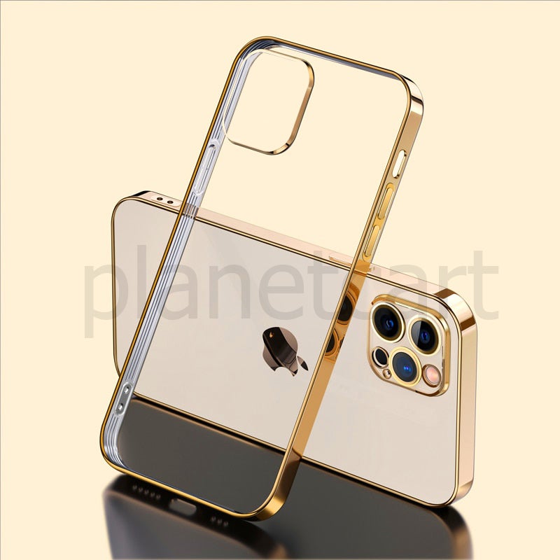 Premium Glossy Look Square Silicon Clear Case For iPhone 12