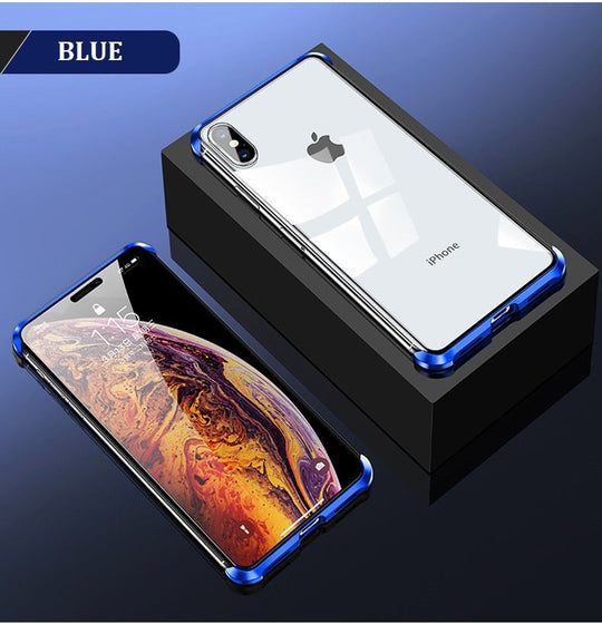 Frameless Double Sided Tempered Glass Magnetic Case  iPhone X (Front + Back) - Planetcart