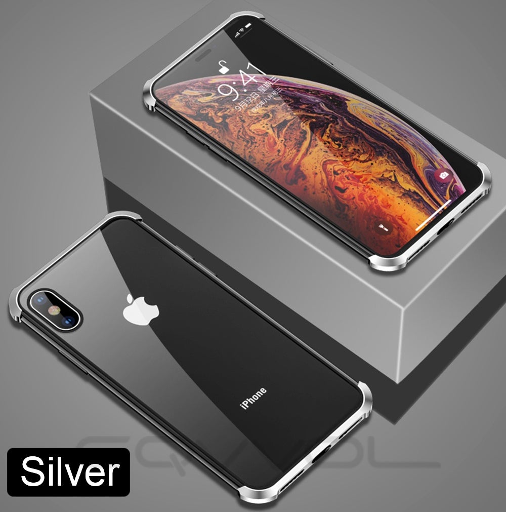 Frameless Double Sided Tempered Glass Magnetic Case  iPhone X (Front + Back) - Planetcart