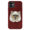 Santa Barbara Savana Series Cat Emboidery Genuine Leather Case For iPhone 12 Mini