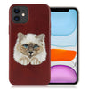 Santa Barbara Savana Series Cat Emboidery Genuine Leather Case For iPhone 12 Mini