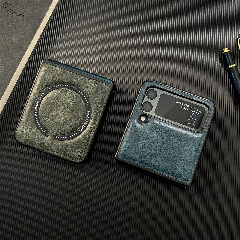 Premium Leather Magsafe Phone Case for Samsung Galaxy Z Flip 4