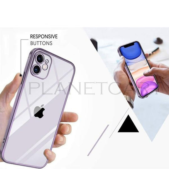 Luxury Square Silicon Clear Case With Camera Protection For iPhone 12