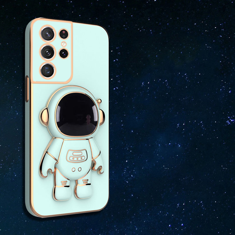 Astronaut Luxurious Gold Edge Back Case For Samsung Galaxy S21 Ultra
