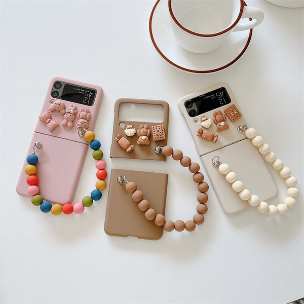 Premium luxury Cute Candy Bear Bracelet Phone Case for Samsung Galaxy Z Flip 3