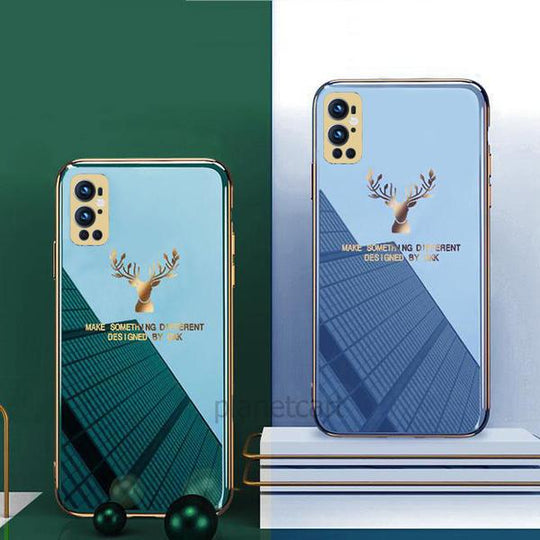 Deer Luxurious Gold Edge Glass Back Case For Oneplus Series - planetcartonline