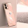 Electroplated Golden Edges Glossy Glass Back Case For iPhone 12