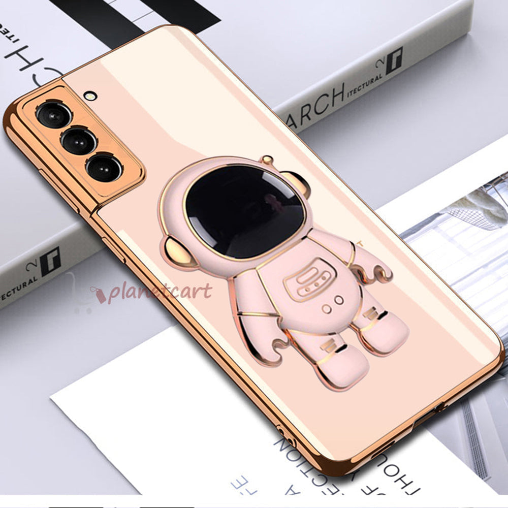 Astronaut Luxurious Gold Edge Back Case For Samsung Galaxy S22 Plus