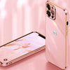 Electroplated Golden Edges Glossy Glass Back Case For iPhone 13 Pro