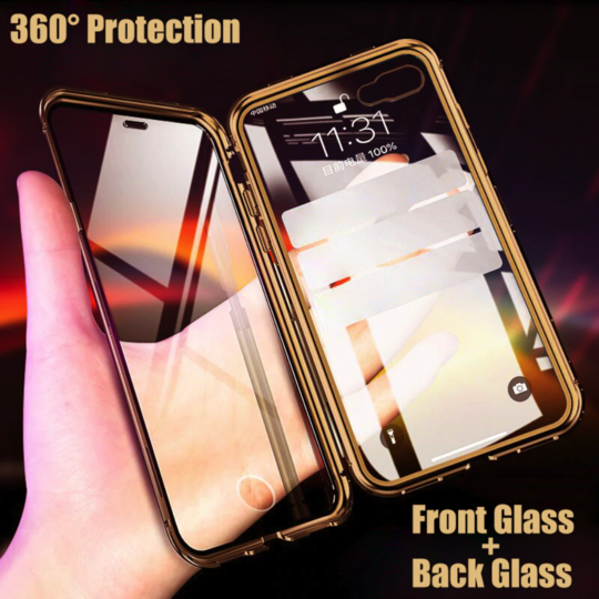 Electronic Auto Fit [ Front + Back ] Glass Magnetic Case For iPhone X/XS - Planetcart