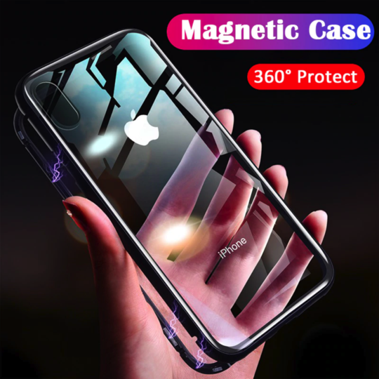 Electronic Auto Fit [ Front + Back ] Glass Magnetic Case For iPhone X/XS - Planetcart