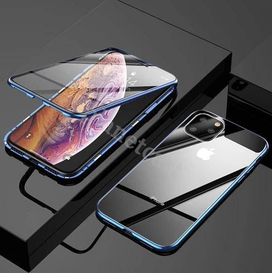 Electronic Auto-Fit (Front+ Back) Glass Magnetic Case For iPhone 11 Pro Max