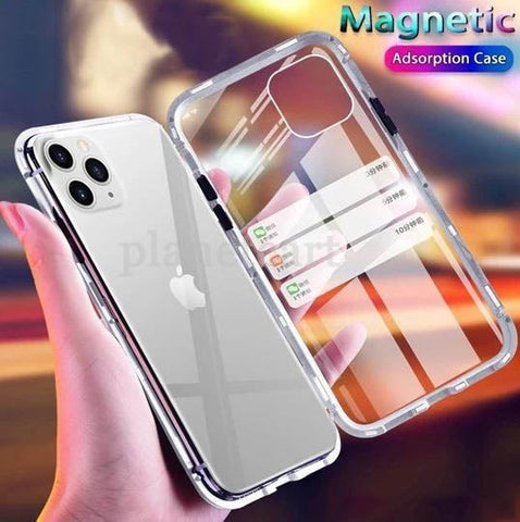 Electronic Auto-Fit (Front+ Back) Glass Magnetic Case For iPhone 11 Pro Max