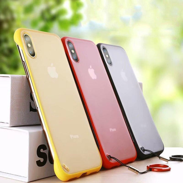 Frameless Semi Transparent Finger Ring Case For iPhone Xs Max