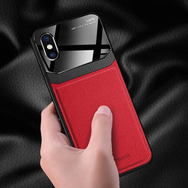 Joyroom Slim Sleek Leather Glass Card Holder Case For iPhone X/Xs - Planetcart