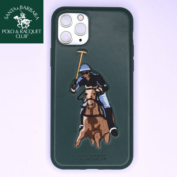 Santa Barbara Jockey Genuine Leather Case For iPhone 11 Pro Green
