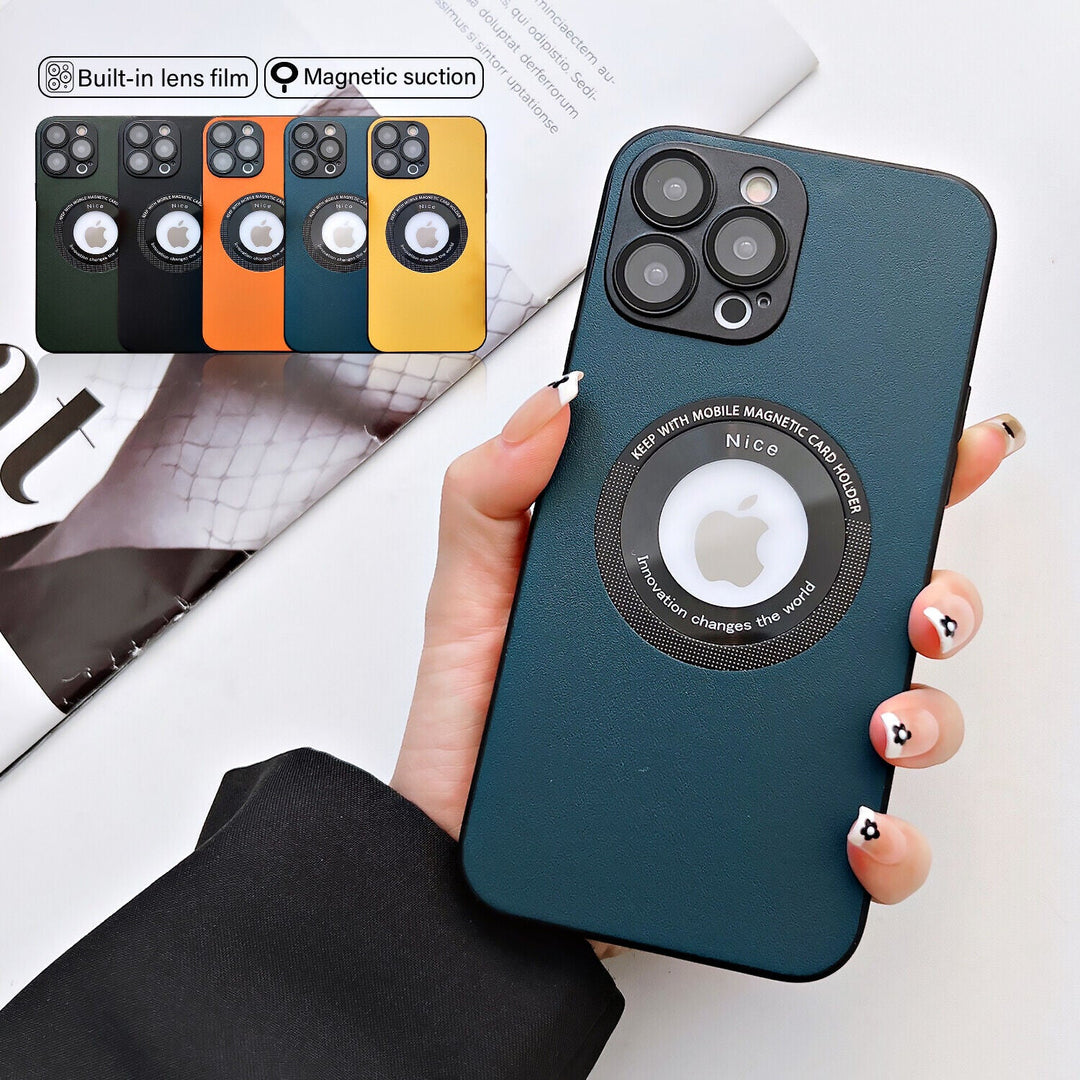 High End luxury Leather Look Magnetic Silicon Case For iPhone 14 Series
