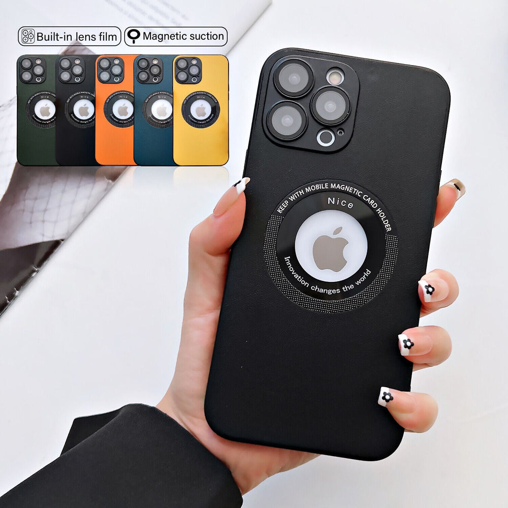 High End luxury Leather Look Magnetic Silicon Case For iPhone 14
