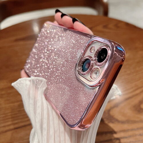 Luxury Glitter Transparent Square Bumper Back Case for iPhone 13