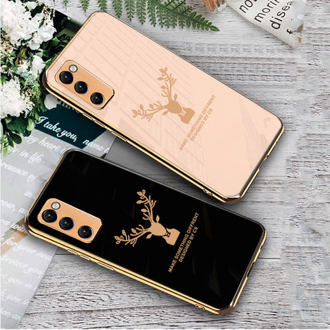 Luxury Golden Edges Deer Glass Back Case For Samsung Galaxy S20 FE