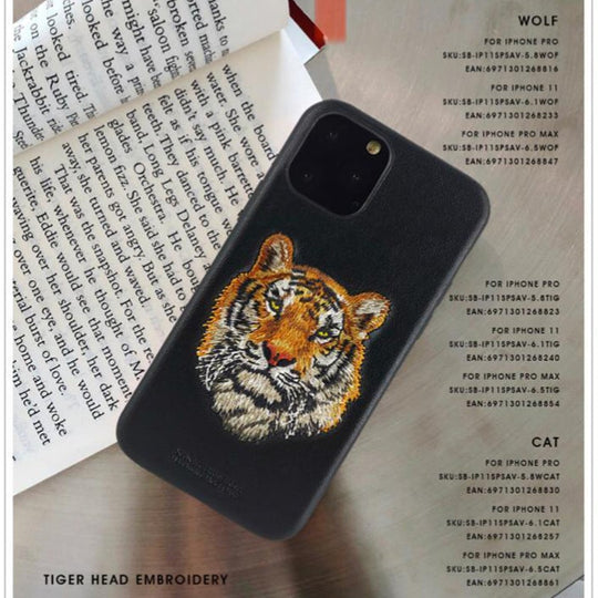 Santa Barbara Tiger Genuine Leather Case For iPhone 11