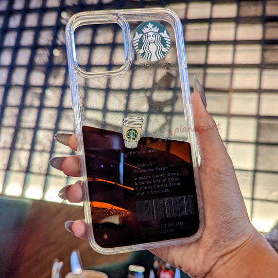 Crystal Clear Starbucks Floating Coffee Cup Case For iPhone 11